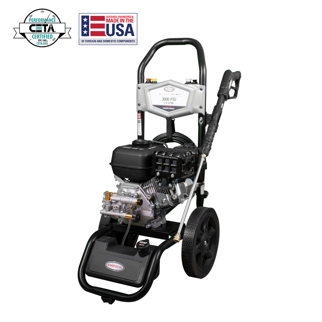 Restored Scratch and Dent SIMPSON Cold Water Gas Pressure Washer | MegaShot MS61220 | 3000 PSI at 2.4 GPM | CRX 210 with OEM Technologies (Refurbished)