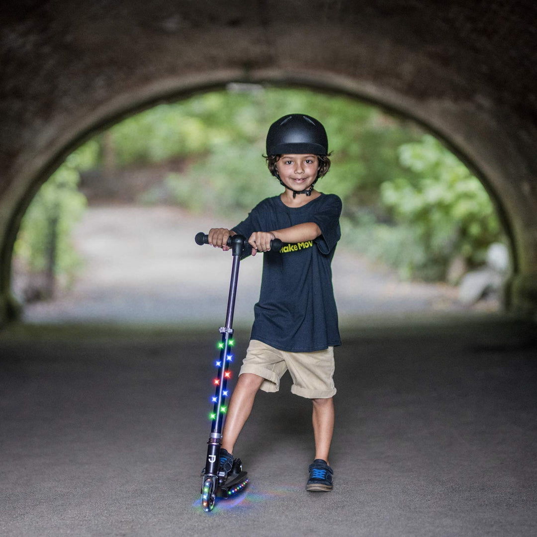 Restored Jetson Light-Up Kick Scooter | 2-Wheels | Light Up Deck & Wheels | Height Adjustable Handlebar | Rear Brake | Easy-Folding Mechanism | 4 or 6 inch wheels (Refurbished)