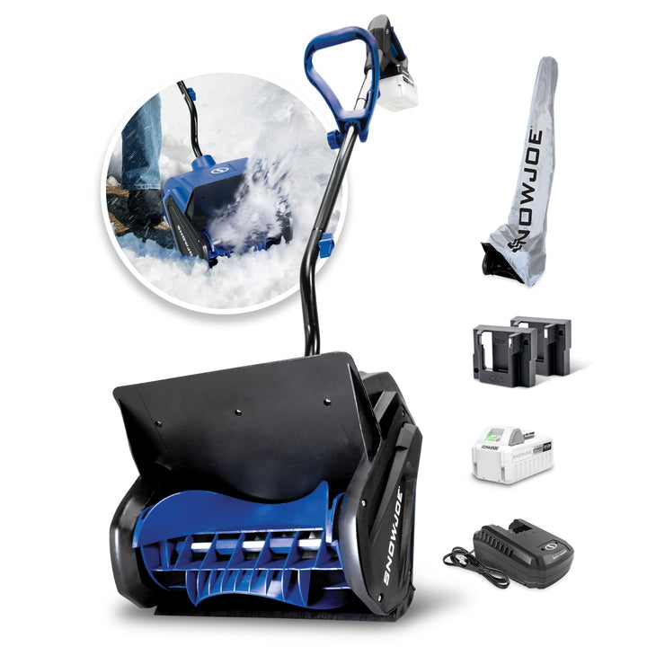 Restored Snow Joe 24V-SS13-MAX Battery Snow Shovel Kit | 13 Inch | Includes 4Ah Battery, Quick Charger, Battery Holder, & Cover | Some Cosmetic Wear (Refurbished)