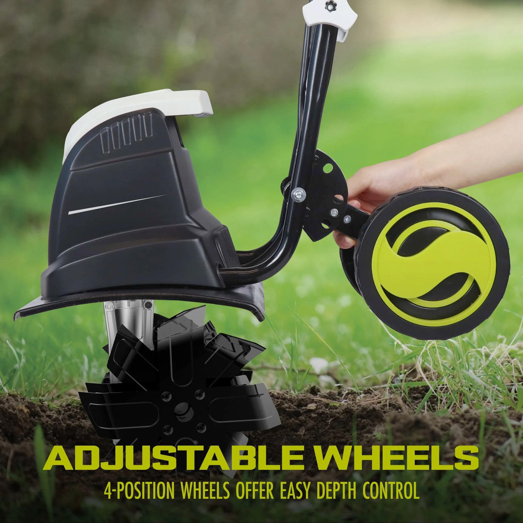 Sun Joe Corded Electric Tiller & Cultivator TJ605E | 15-Amp | 6 Steel Tines | 15.7" Width | 4 Height Adjustments (Refurbished) | In-Store Exclusive