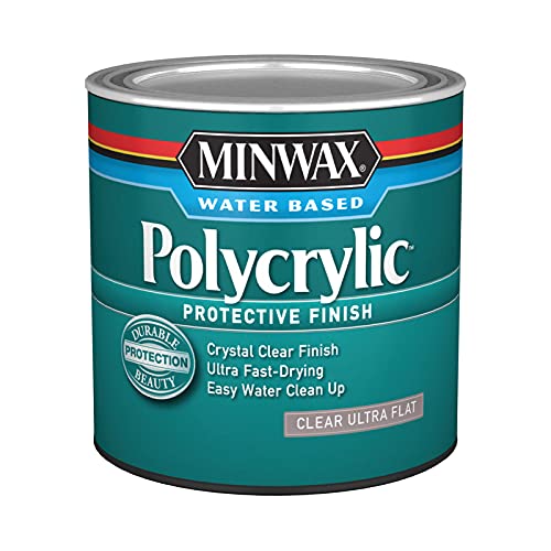 Minwax Polycrylic 211114444 Waterbased Polyurethane, Ultra Flat, Liquid, 0.5 pt