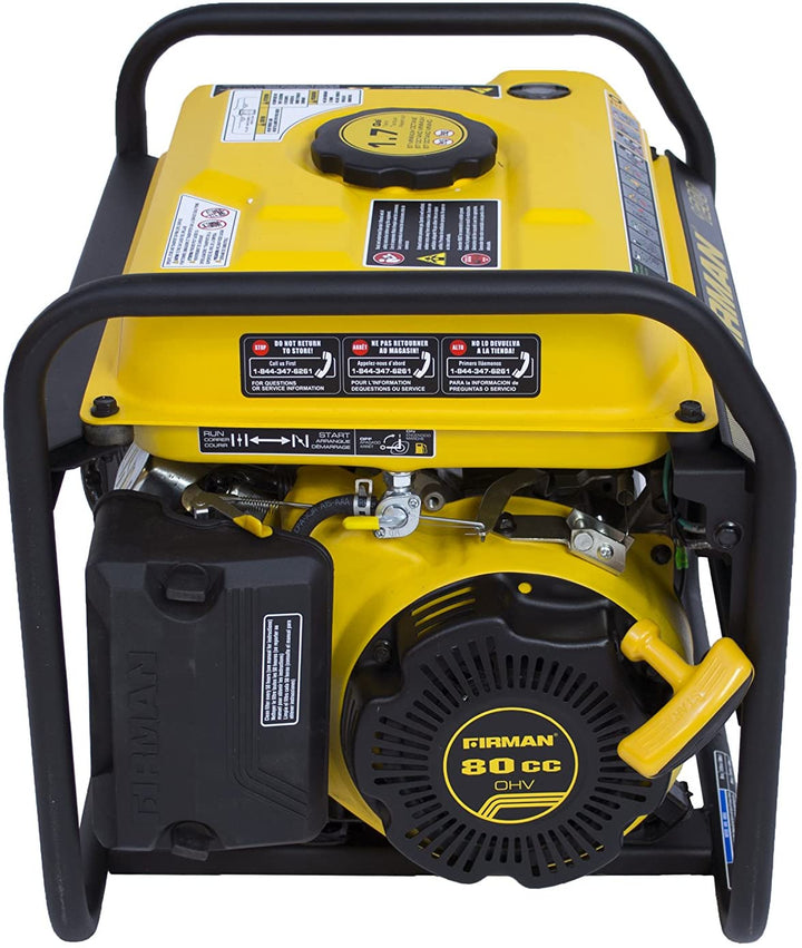 Restored Firman P01201 Gas Generator | 1500 Watts | 80cc Engine | 12 HR Run Time | Low Oil Shut Off | Generator Only (Refurbished)