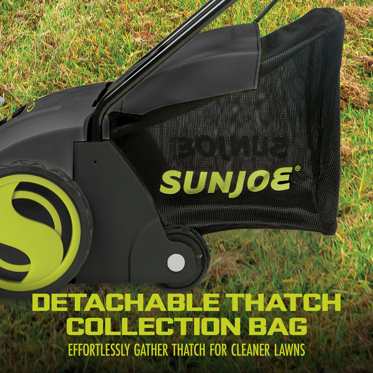 Restored Sun Joe AJ801E | Electric Lawn Dethatcher + Scarifier W/ Collection Bag | 12.6-inch | 12-Amp (Refurbished)