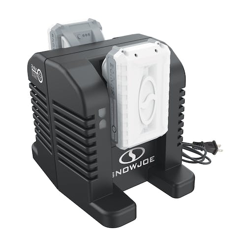 Restored Snow Joe + Sun Joe 24VCHRG-HS-DPC | 24V IONMAX Dual Port High Speed Charging Docking Station | for iBAT24 & 24VBAT Series Batteries | 260-Watt Input | 26-Volt Output (Refurbished)
