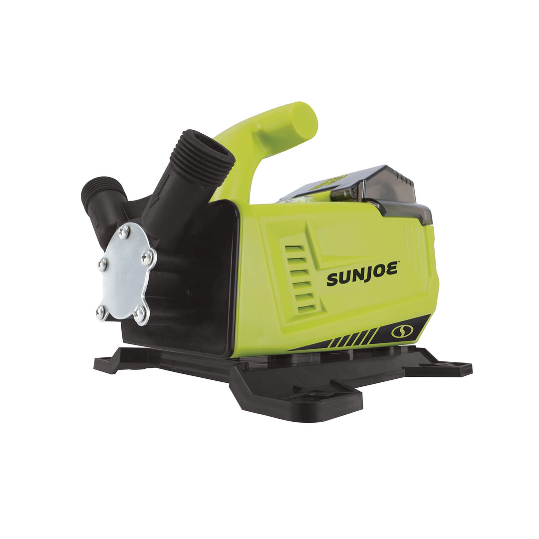 Restored Sun Joe 24V-XFP5-LTE | 24-V Cordless Transfer Pump Kit | 5.0-GPM | 13-Ft Suction Lift | 52-Ft Head Height | W/ 2.0-Ah Battery + Charger (Refurbished)