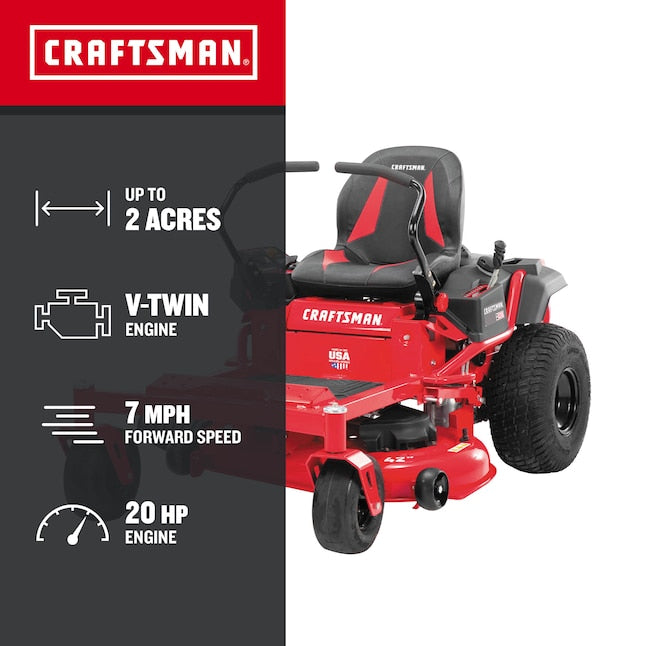 CRAFTSMAN Z5200 | 42 in Gas Zero-Turn Riding Lawn Mower | 20HP Kohler 7000 Twin-Cylinder Engine | High Back Seat (17RRFACS093)