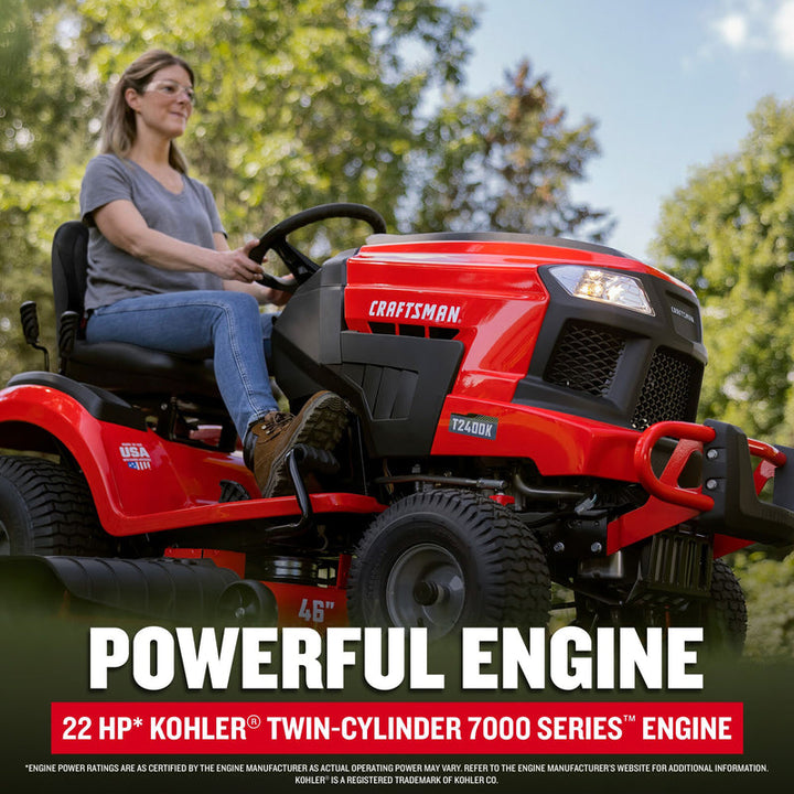 CRAFTSMAN T2400K |  In-Store Exclusive | 46in 22HP TURN TIGHT Gas Riding Lawn Mower | KOHLER Twin-Cylinder 7000 Series Engine | Hydrostatic Transmission (Open Box)