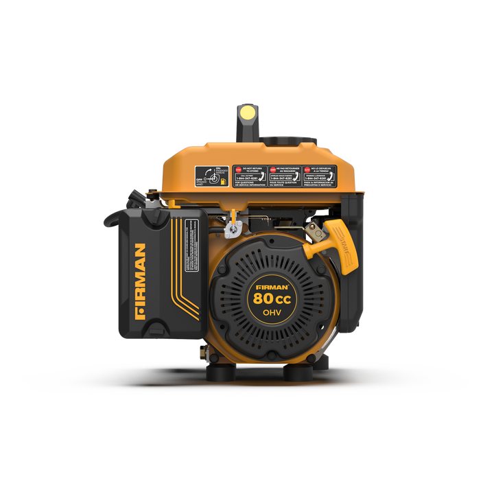 Restored Firman P01001 Gas Portable Generator | 1300/1050 Watt | 80cc Engine | Recoil Start |  9–10 Hour Run Time | Generator Only (Refurbished)