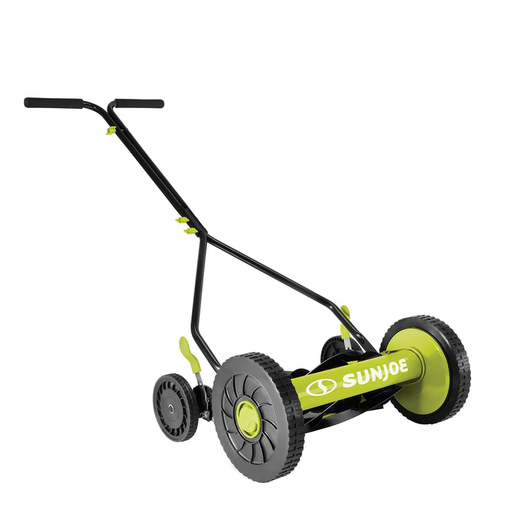 Restored Sun Joe MJ503M | 14in Quad Wheel Reel Mower | 9-Position | Some Cosmetic Wear (Refurbished)