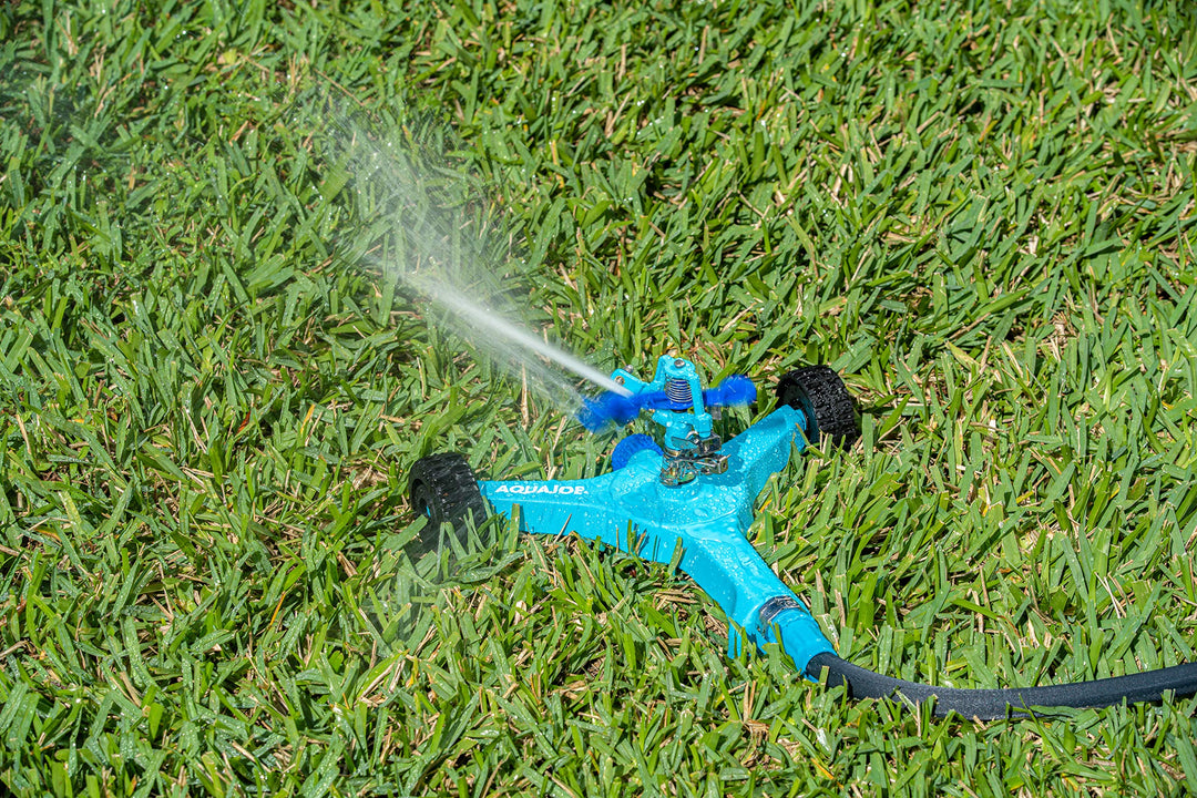 Restored Aqua Joe AJ-IS6WB Indestructible Series Metal Impulse Sprinkler w/Wheeled 6-Inch Base (Refurbished)