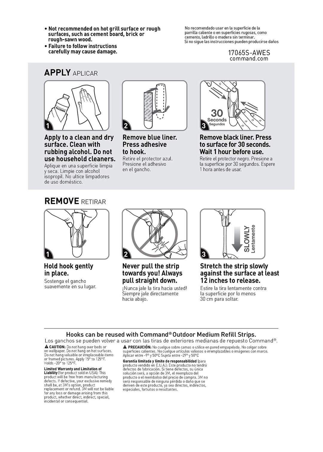 Command 17065S-AWES Outdoor Medium Stainless Steel Toggle Hooks | 2 lb. Capacity | Water-Resistant Adhesive | 2-Hooks | 3-Strips