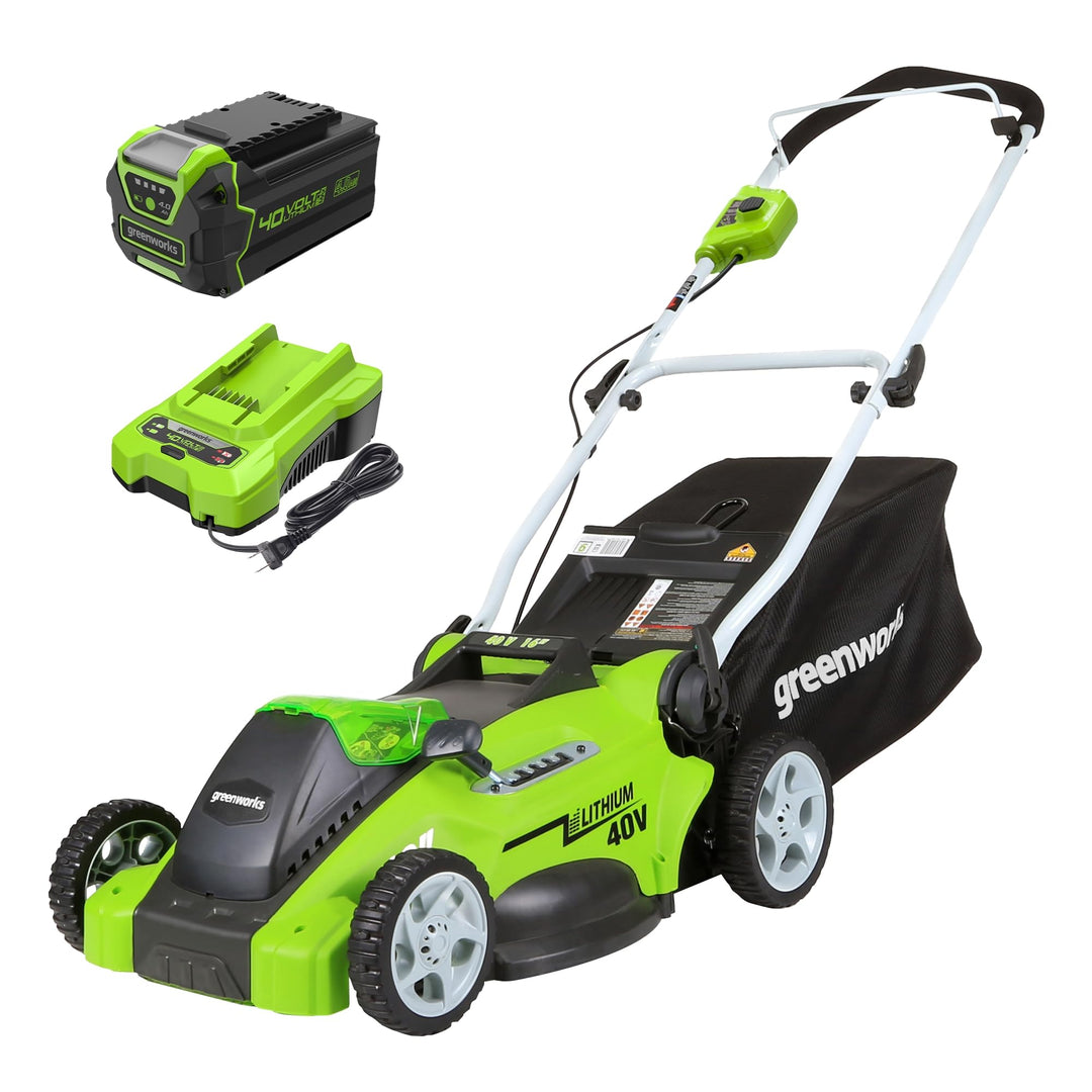 Restored Greenworks LMF317 | 40V 16" Cordless Push Lawn Mower | 4.0Ah Battery & Charger Included (Refurbished)