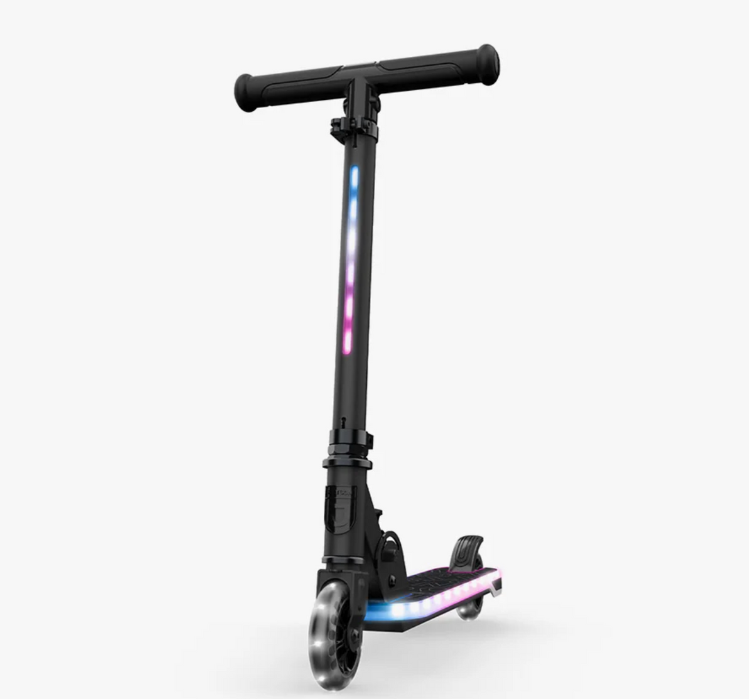 Jetson Orbit X Light-Up Kids Foldable Kick Scooter | LED Stem & Deck Lights | Adjustable Handlebar | Ages 5+ | JORBITX-BLK | In-Store Exclusive