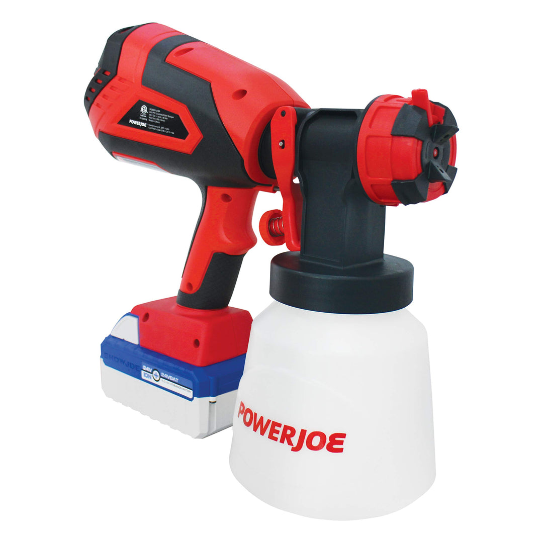 Restored Sun Joe 24V-PS1 24-Volt Amp Cordless HVLP Handheld Paint Sprayer, Kit (w/4.0-Ah Battery + Quick Charger) (Refurbished)