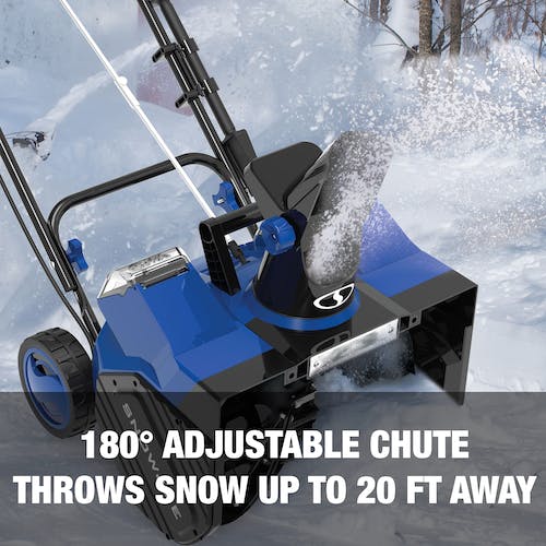 Restored Snow Joe 24V-X2-SB18-TV1 | 48-Volt IONMAX Snow Blower Bundle | W/ 2 x 4.0-Ah Batteries, Dual Port Charger, Cover, & Ice Dozer (Refurbished)