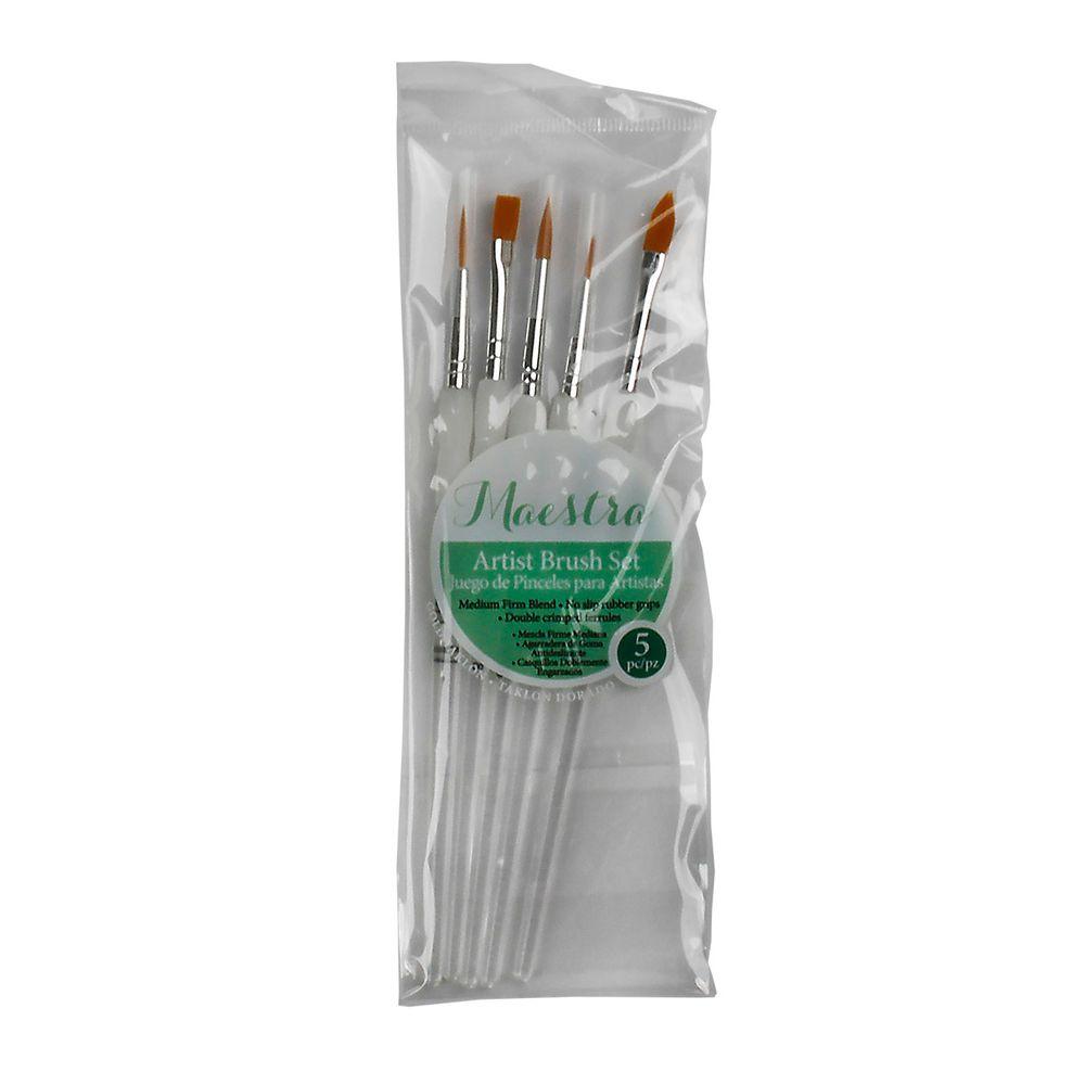 10 Pack | LINZER Maestra 5-Pc. Artist Paint Brush Set | Gold Taklon Filament