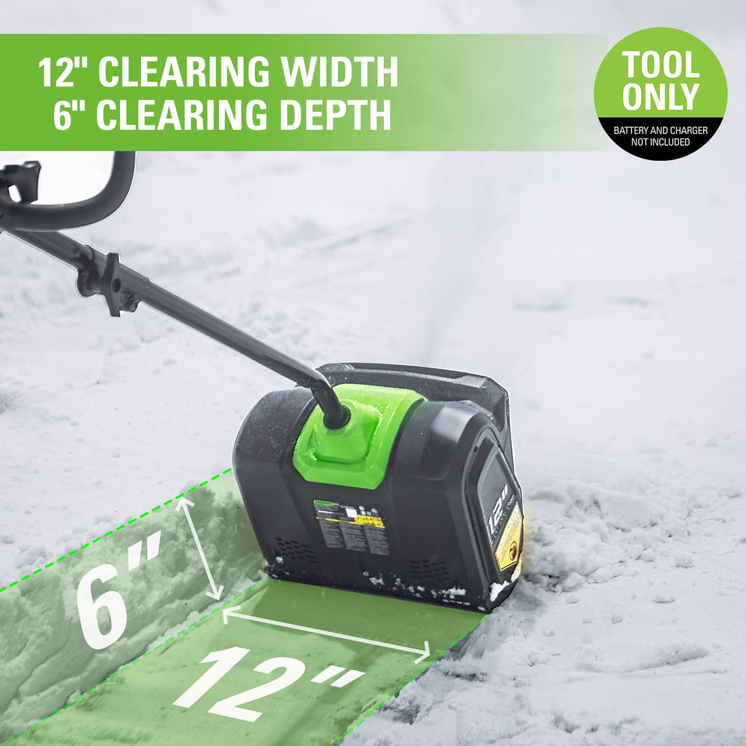 Restored Greenworks 80V 12” Brushless Cordless Snow Shovel | Tool Only (Refurbished)