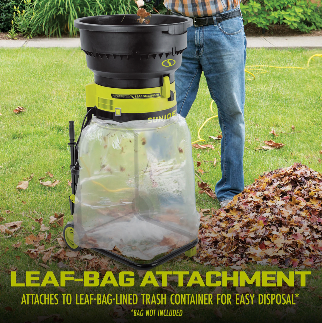 Sun Joe SDJ617E | Bladeless Electric Leaf Mulcher + Shredder | 15 Amp | 8,000 RPM | Mulches Up to 55 Gallons of Leaves Per Minute | Black (Refurbished) | In Store Exclusive