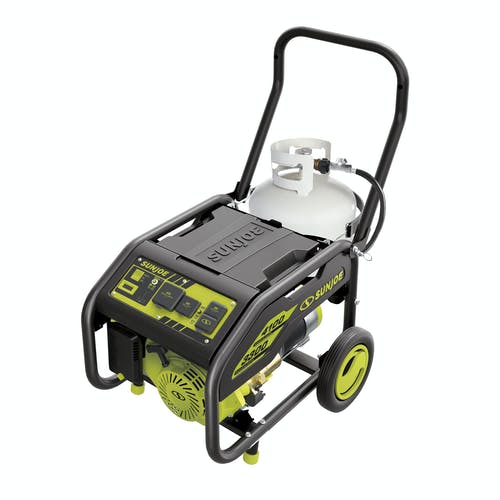 Restored Scratch and Dent Sun Joe SJG4100LP | Portable Propane Generator | Push-Button Electric + Recoil Start | Power Cooling | 4100 Starting Watt | 3300 Running Watt | Battery+Charger (Refurbished)