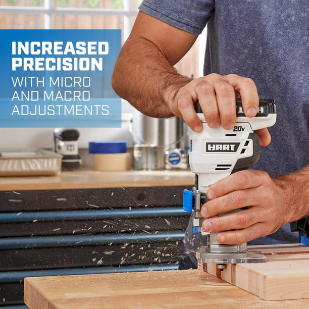 Restored HART 20-Volt Cordless Trim Router Kit for Cutting, Shaping and Trimming, (1) 2.0Ah Lithium-Ion Battery (Refurbished)