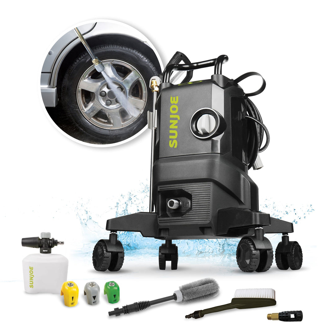 Restored Sun Joe SPX3000-QW2 Electric Pressure Washer W/ Wheels | 7-Pc Accessory Kit | 14.9-Amp | 2200 Rated PSI | 1.1 Rated GPM (Refurbished)