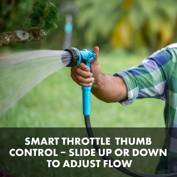 Restored Aqua Joe AJHN102 Heavy Duty Indestructible Metal Multi Function Adjustable Hose Nozzle with Smart Throttle (Refurbished)