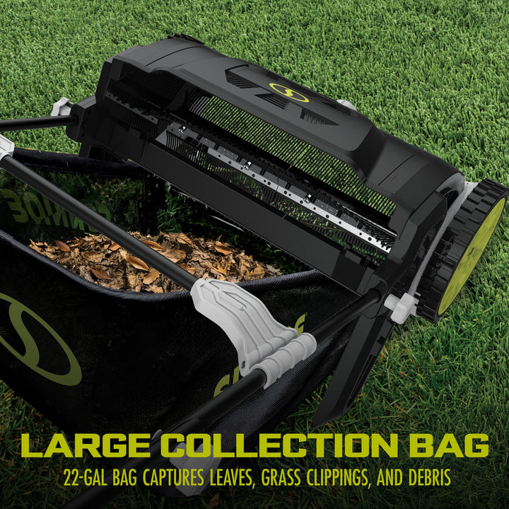 Sun Joe Manual Leaf Sweeper | 22-Gal Collection Bag | 21-Inch Cleaning Width (Refurbished) | In-Store Exclusive