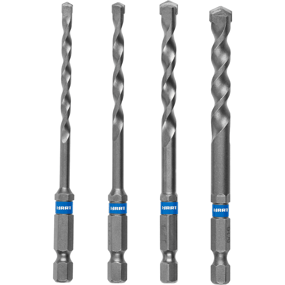 Restored Scratch and Dent HART 4-Piece Hex Shank Masonry Drill Bit Set (Refurbished)