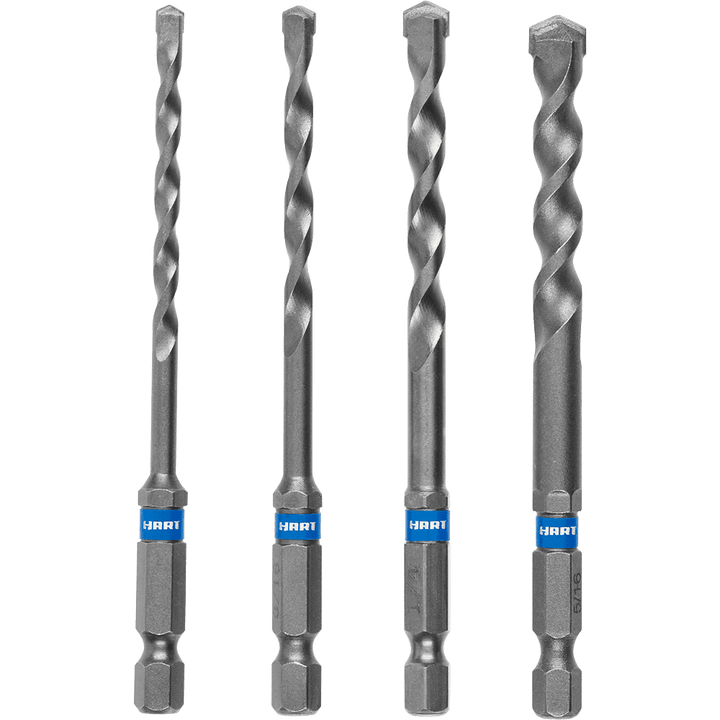 Restored Scratch and Dent HART 4-Piece Hex Shank Masonry Drill Bit Set (Refurbished)