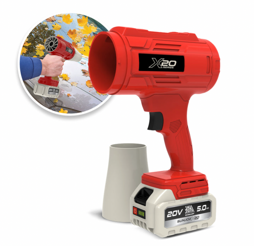 Sun Joe GO-SRMJET-5A-RED | 20V Cordless X20 StormJet Handheld Turbo Blower | 40 CFM | 5.0Ah Battery + Charger (Red) (Open Box) | In-Store Exclusive