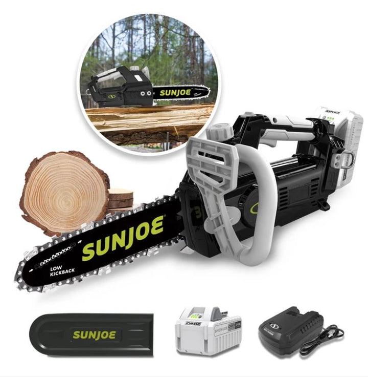 Restored Sun Joe 24V-10CS 24-Volt IONMAX 10-Inch Cordless Chain Saw, Kit (w/ 4.0-Ah Battery + Charger) (Refurbished)