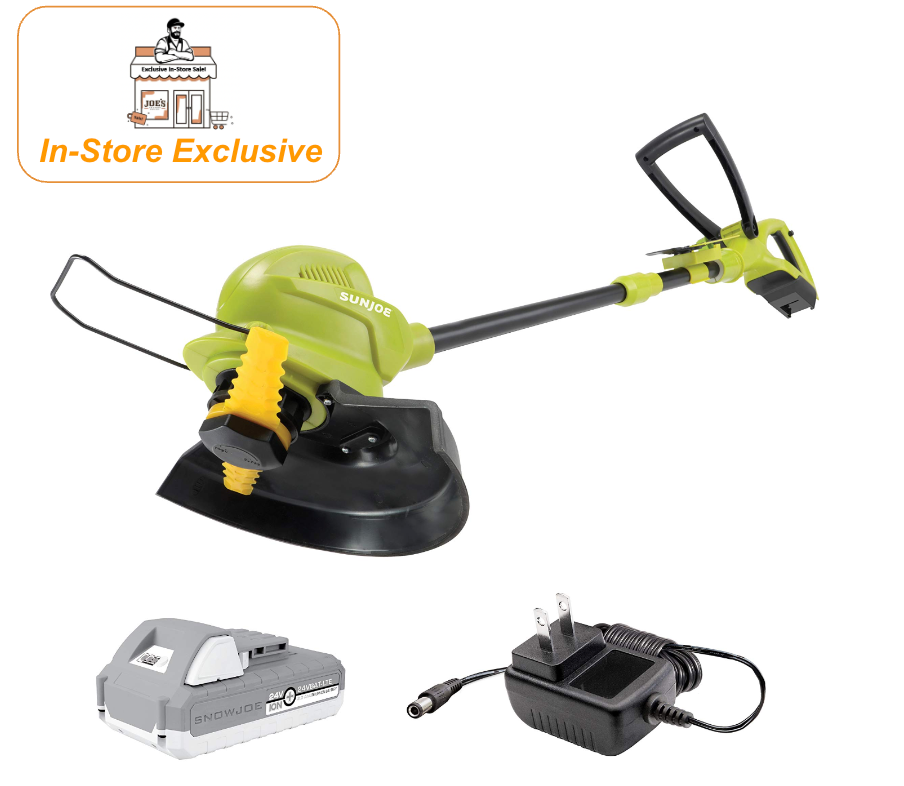 In-Store Exclusive | Sun Joe 24V-SB10-LTE 24-Volt IONMAX 10-in. Cordless SharperBlade Stringless Lawn Trimmer, Kit (w/2.0-Ah Battery + Quick Charger) (Open Box)