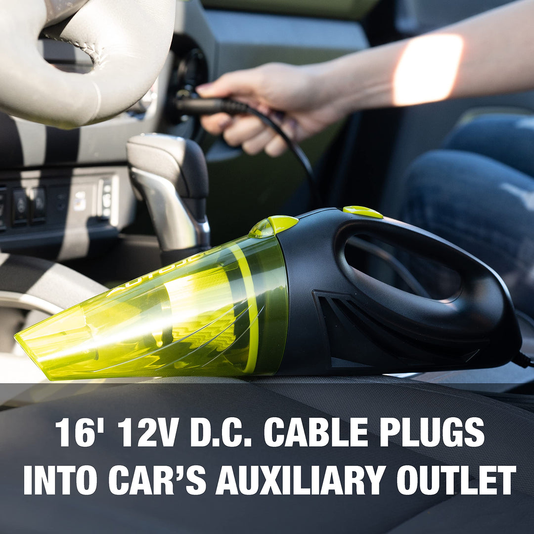 In-Store Exclusive | Auto Joe ATJ-V501 | 12-Volt Portable Car Vacuum Cleaner | Includes 16-Foot Cable, Interior Auto Detailing Accessory Kit, HEPA Filter x2 and Storage Bag (Open Box)