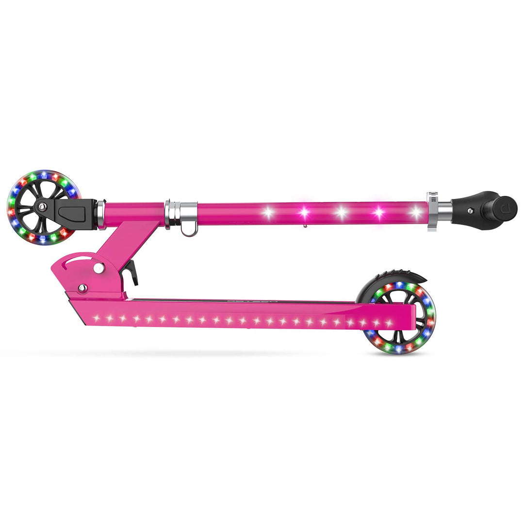 Restored Jetson Light-Up Kick Scooter | 2-Wheels | Light Up Deck & Wheels | Height Adjustable Handlebar | Rear Brake | Easy-Folding Mechanism | 4 or 6 inch wheels | Some Cosmetic Wear (Refurbished)