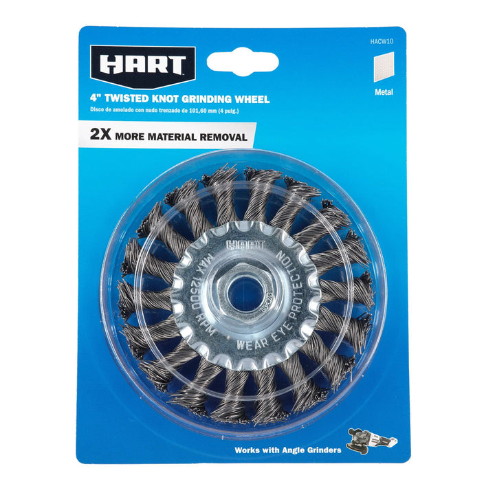 Restored Scratch and Dent HART 4-inch Twisted Knot Grinding Wire Wheel (Refurbished)