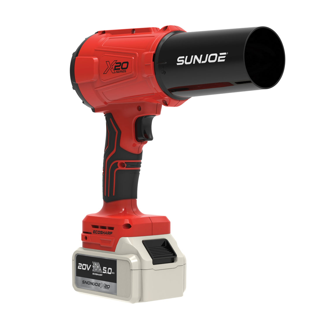 Restored Sun Joe 20-Volt Cordless X20 Handheld Turbo Blower | 2 Nozzles | 5.0-Ah Battery + Charger (Refurbished)