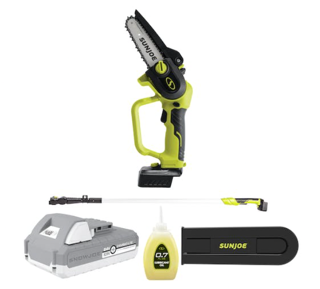 Sun Joe 24V-HCSWP-LTE | 24-Volt iON+ Cordless Telescoping Pole Pruning Saw Kit | 12-Ft Reach | 4000 RPM | W/ 2.0-Ah Battery + Charger (Refurbished) | In Store Exclusive