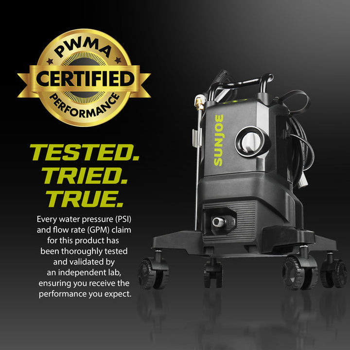 Restored Sun Joe SPX3000-QW1 Electric Pressure Washer | 14.9-Amp | 2200 Rated PSI | 1.1 Rated GPM | Rugged Wheels (Refurbished)