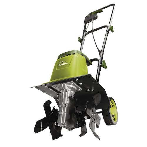 Restored Sun Joe TJ602E Electric Garden Tiller + Cultivator | 12-inch | 8-Amp | 3-Position Height Adjustment [Refurbished]