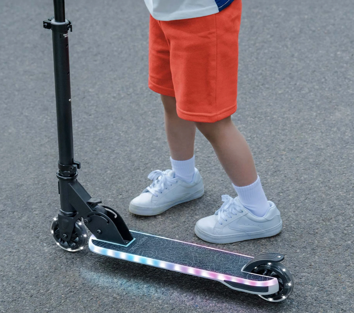 Jetson Orbit X Light-Up Kids Foldable Kick Scooter | LED Stem & Deck Lights | Adjustable Handlebar | Ages 5+ | JORBITX-BLK | In-Store Exclusive