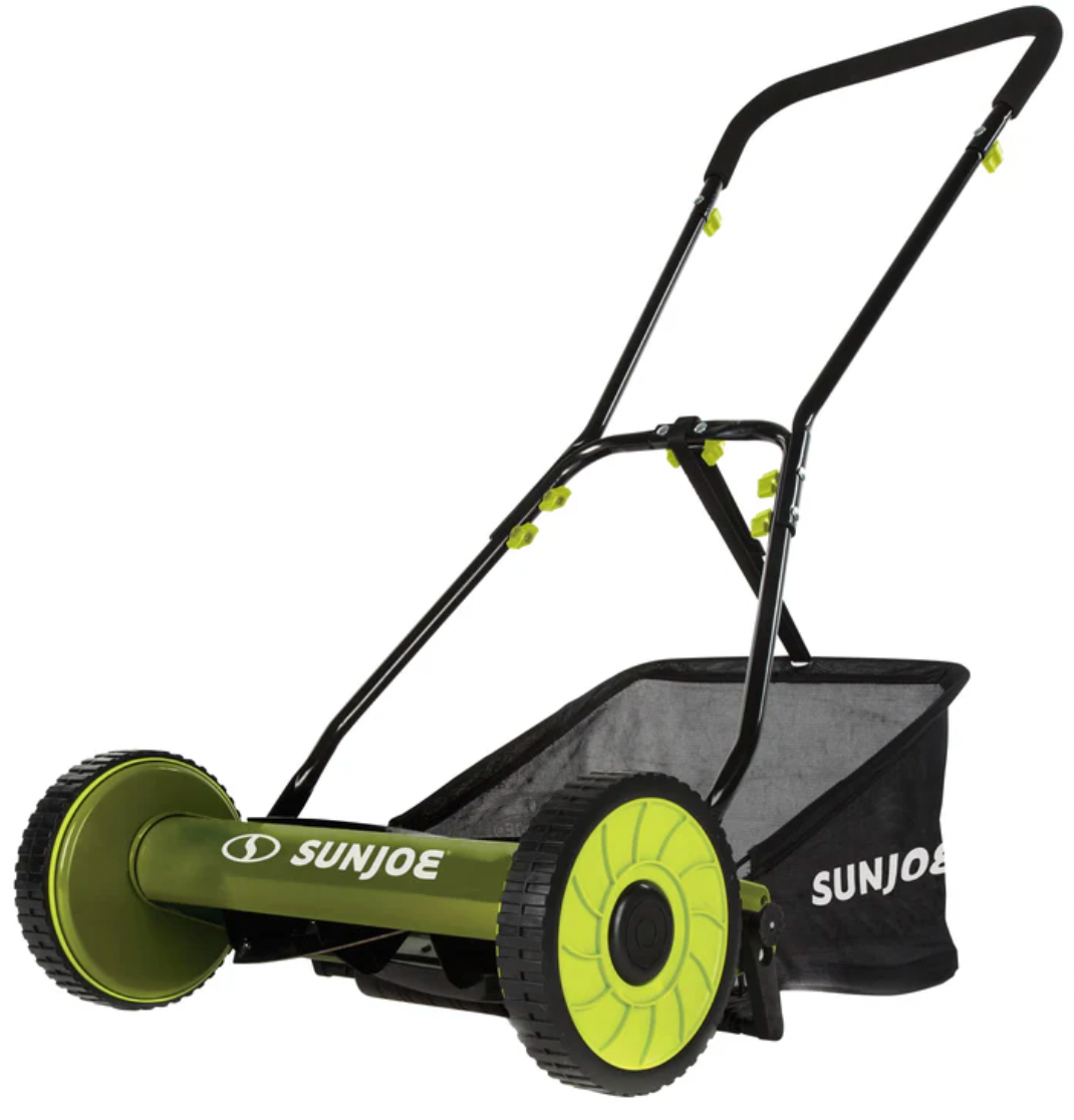 Restored Sun Joe MJ500M | Manual Reel Mower w/ Grass Catcher | 16 inch | Some Cosmetic Wear (Refurbished)