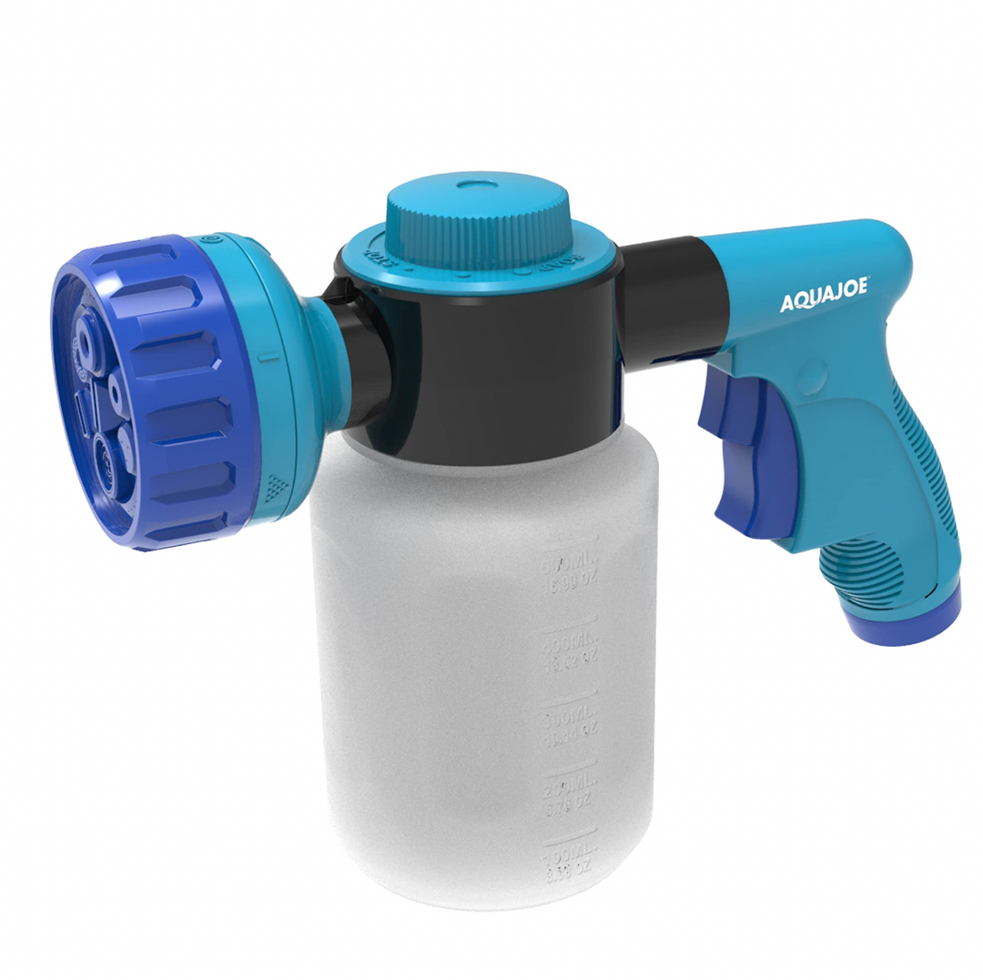 Restored Aqua Joe AJ-MSG-TND Hose-Powered Multi Spray Gun W/ Quick Change Soap to Water Dial, 7 Spray Patterns, Holds Up To 17 Fl Oz (Refurbished)