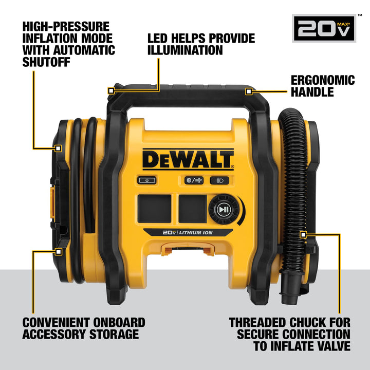 DEWALT 20V MAX Cordless Electric Portable Inflator (Tool Only)