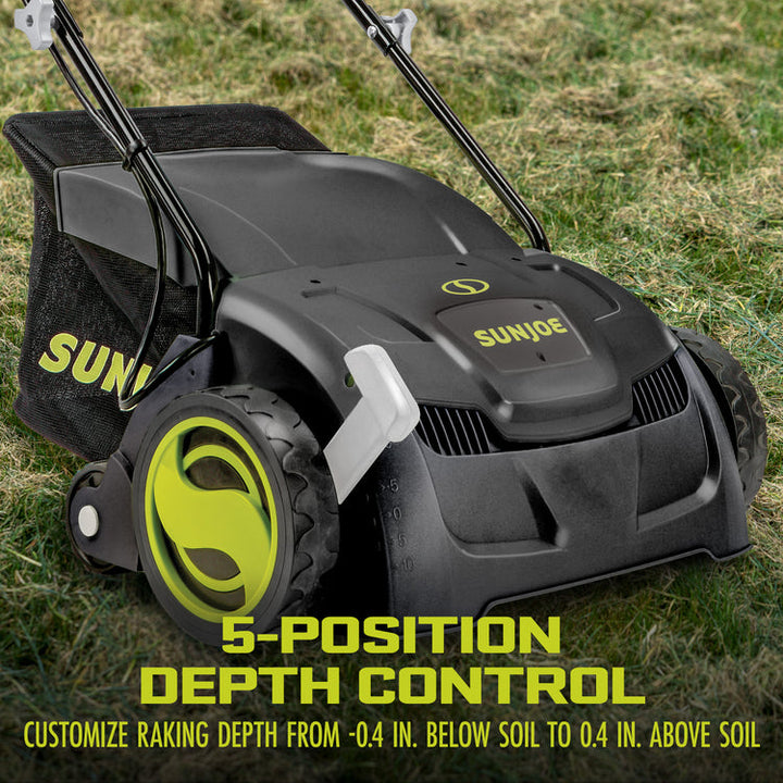Restored Sun Joe AJ801E | Electric Lawn Dethatcher + Scarifier W/ Collection Bag | 12.6-inch | 12-Amp (Refurbished)