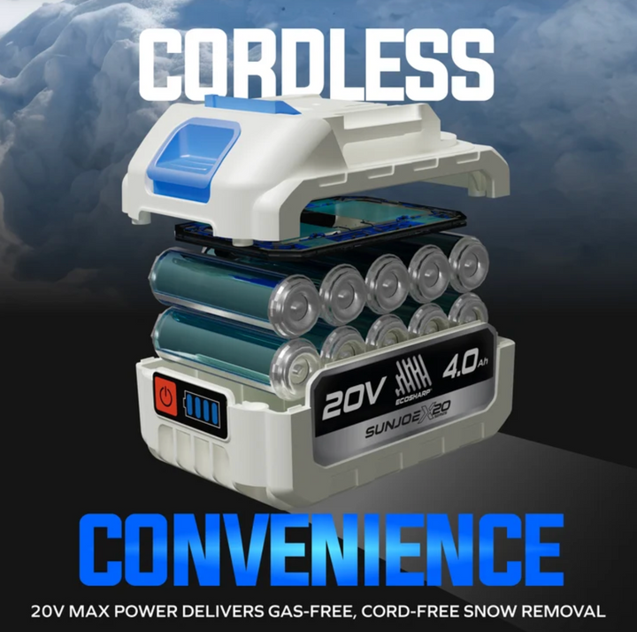 Snow Joe 20-Volt ECOSHARP Cordless Snow Shovel | Directional Chute | Brushless Motor | W/ 2 x 4.0-Ah Batteries + Charger | In-Store Exclusive