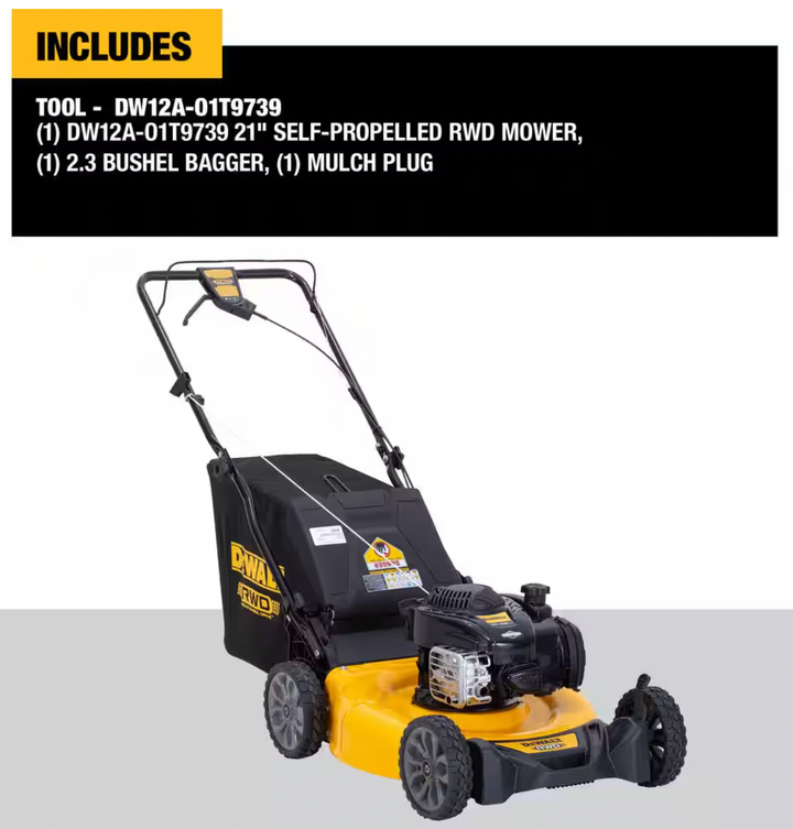 Dewalt 12A-01T9739 | 2-in-1 Self Propelled Gas Lawn Mower | 21 in. | 150cc Briggs and Stratton Engine | Rear Wheel Drive (Refurbished)