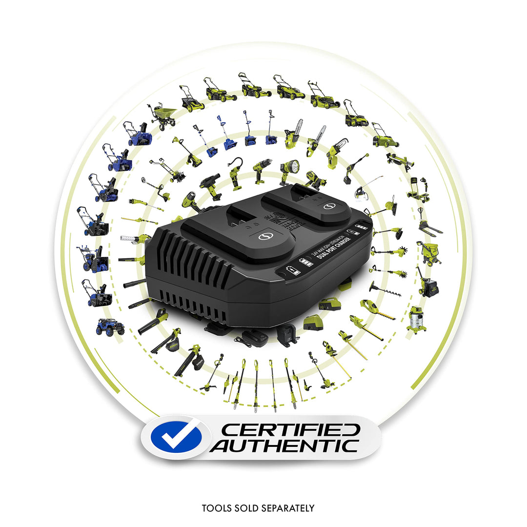 Restored Snow Joe 24VCHRG-DPC | 24V IONMAX Dual Port Quick Charge Docking Station| Certified Authentic (Refurbished)