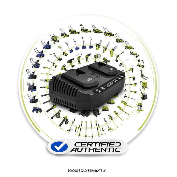 Restored Snow Joe 24VCHRG-DPC | 24V IONMAX Dual Port Quick Charge Docking Station| Certified Authentic (Refurbished)