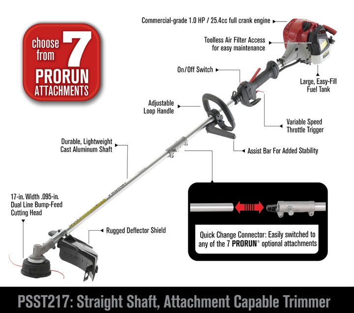 PRORUN PSST217 | 25.4cc 17″ Gas Attachment Capable String Trimmer | In-Store Exclusive