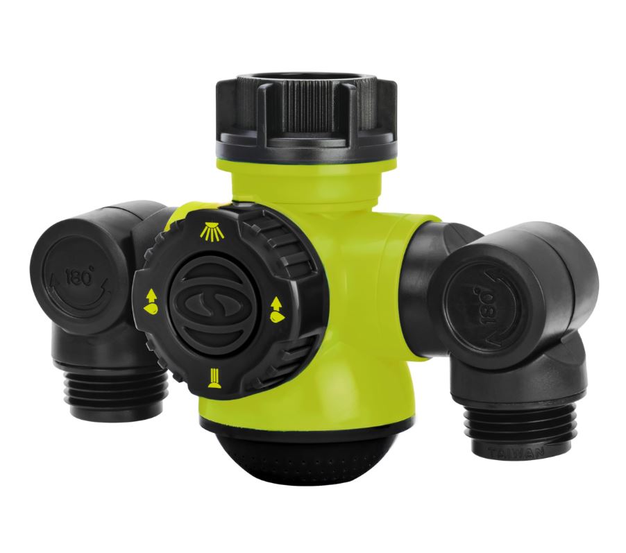 Restored Aqua Joe SJI-MFGA2 Multi-Function Outdoor Faucet and Dual Garden Hose Tap Connecter (Refurbished)